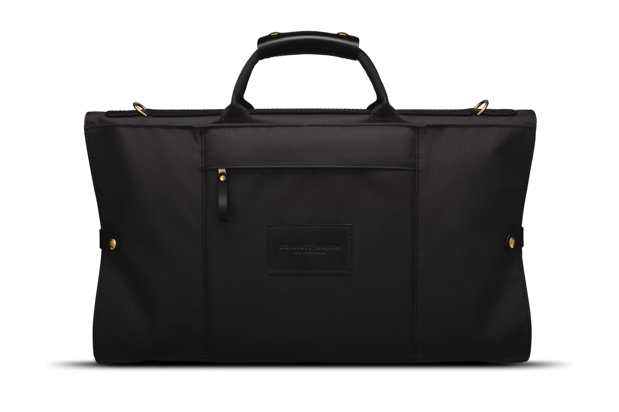 back view of high end black trifold