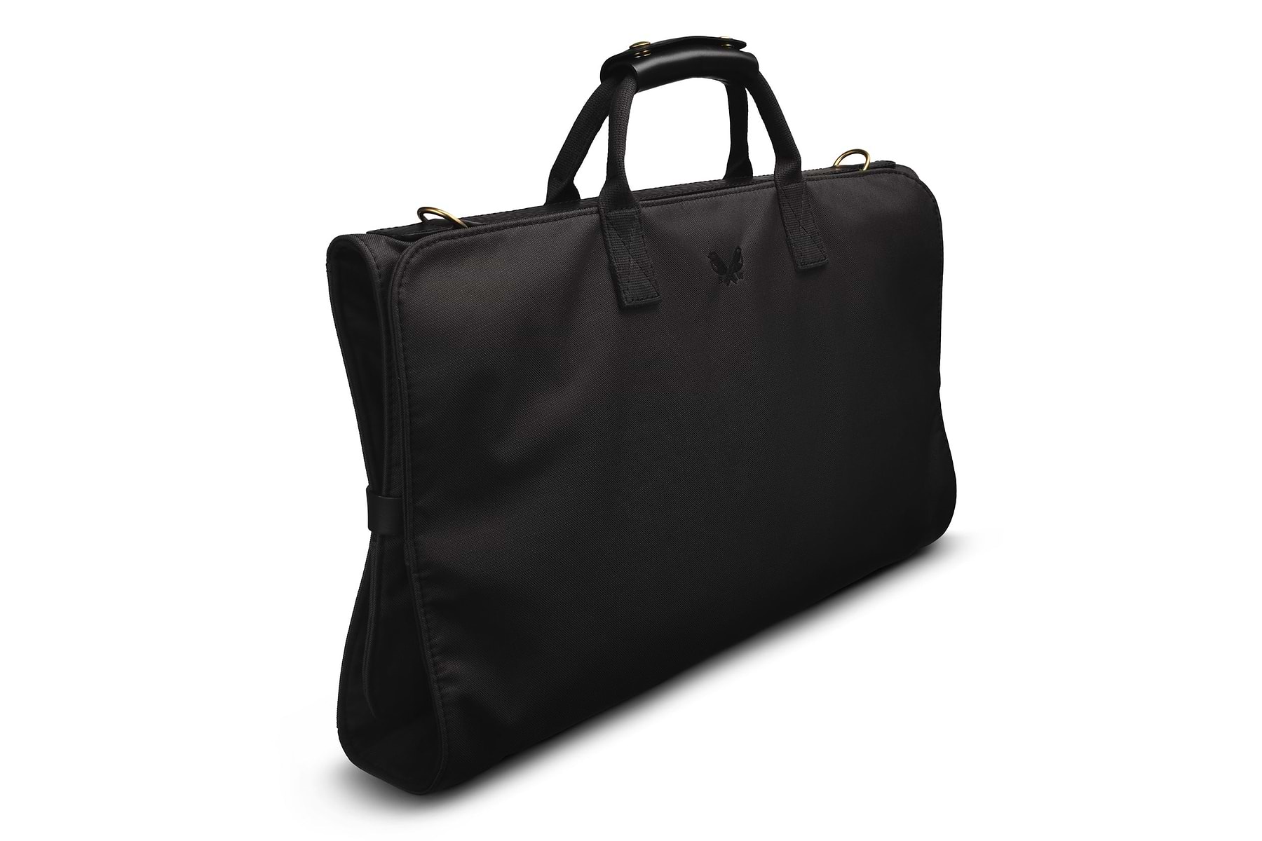 side view of sleek black trifold