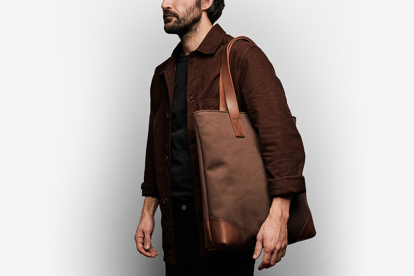 sturdy brown canvas tote bag 