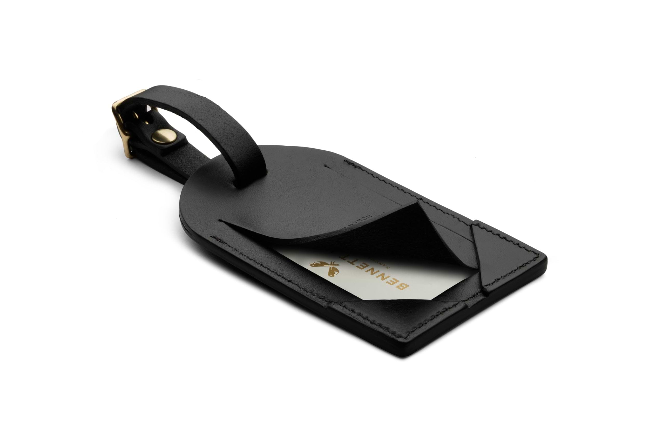 Black leather luggage tags shop