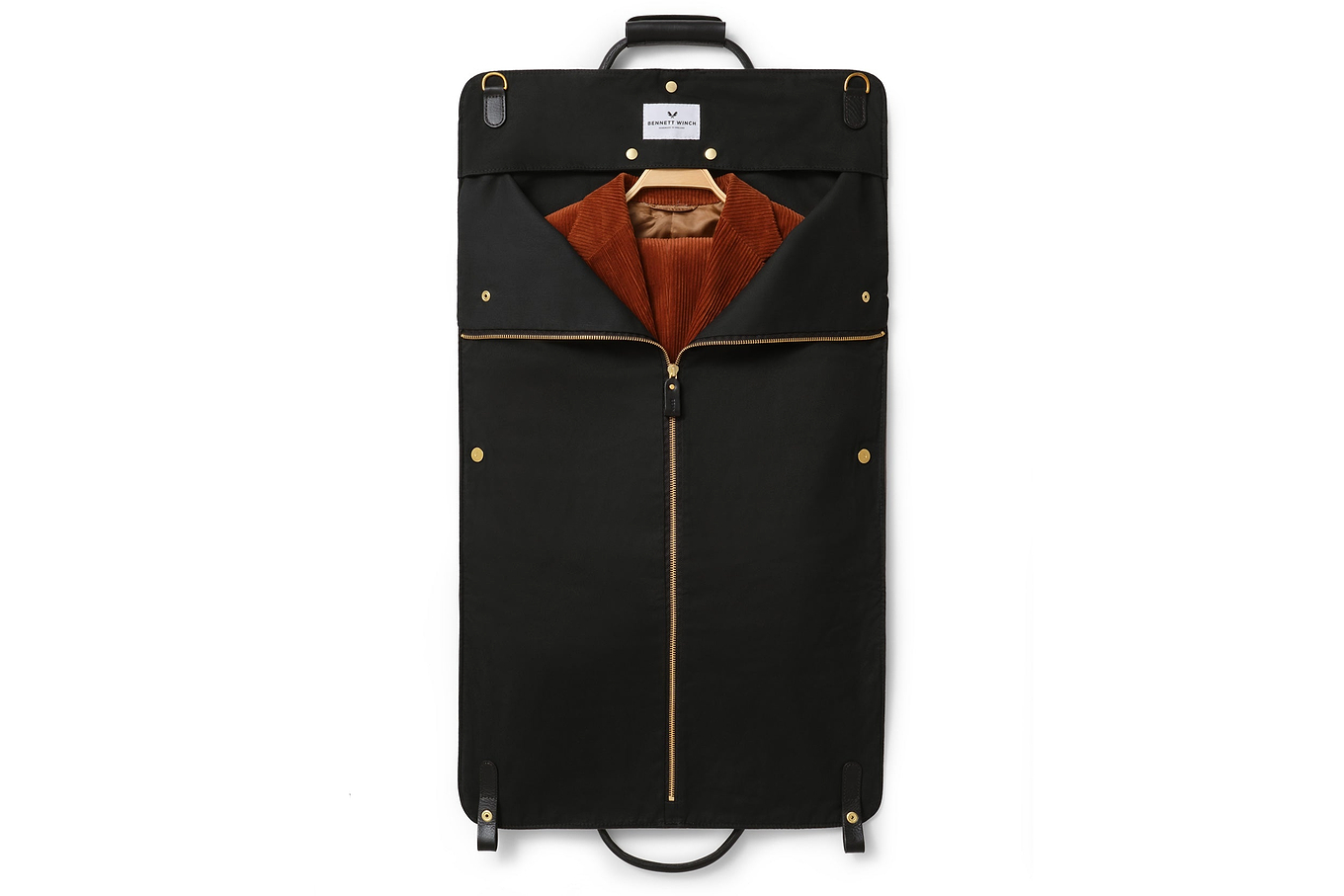 Black leather suit carrier