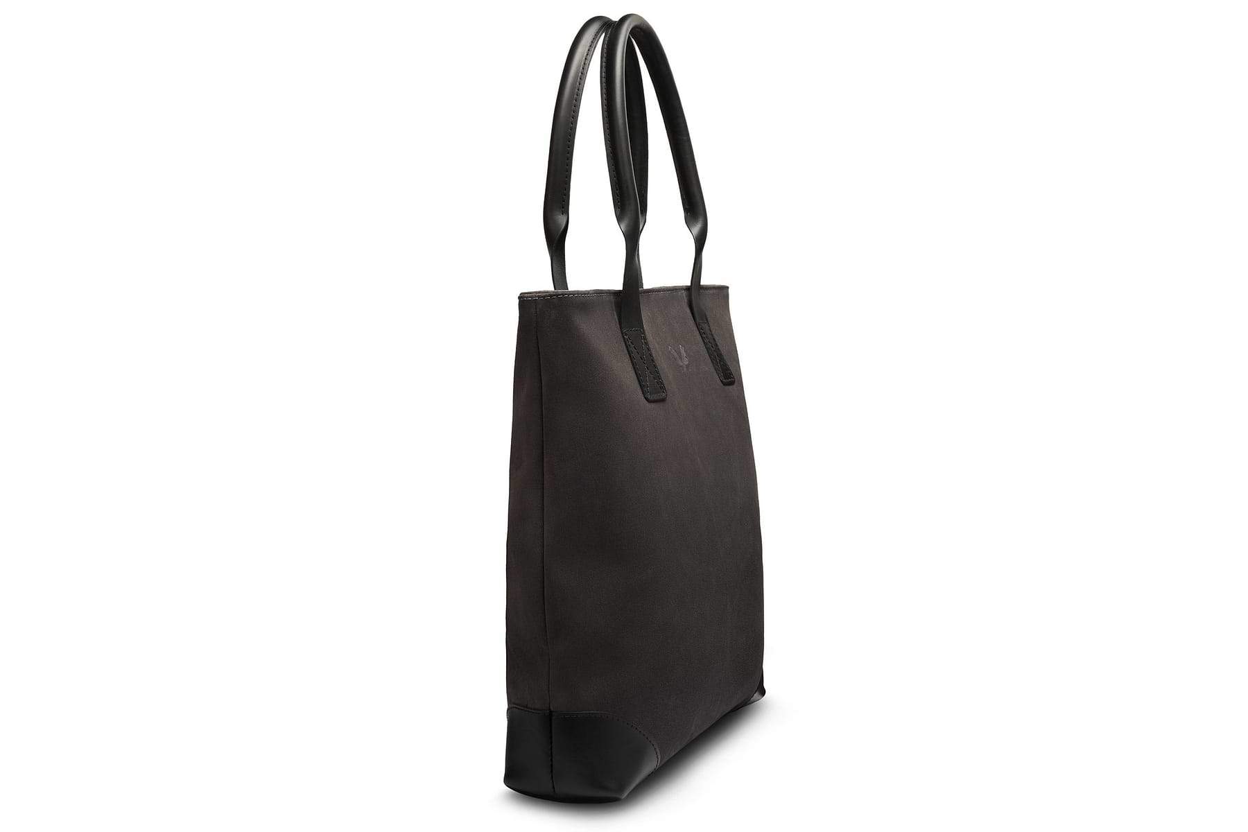 side of quality grey suede tote