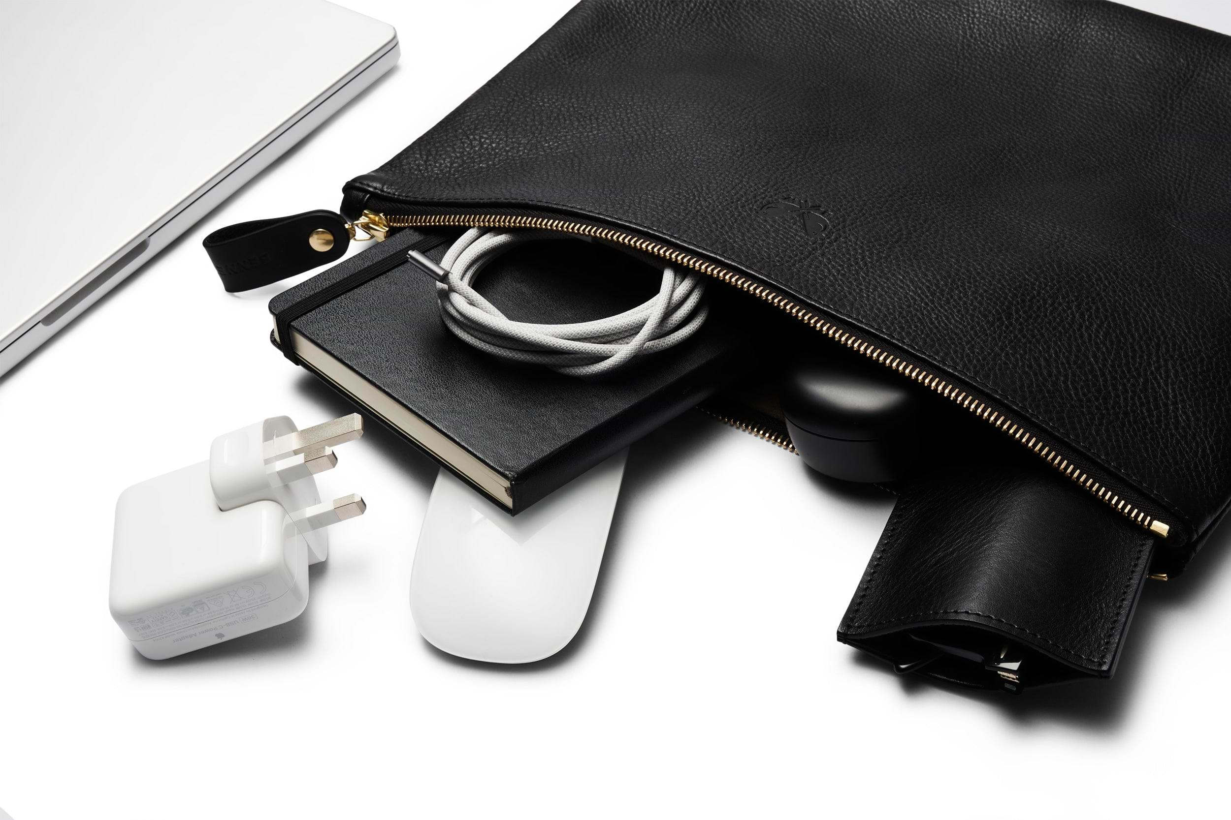 Flight Pouch - Black Leather