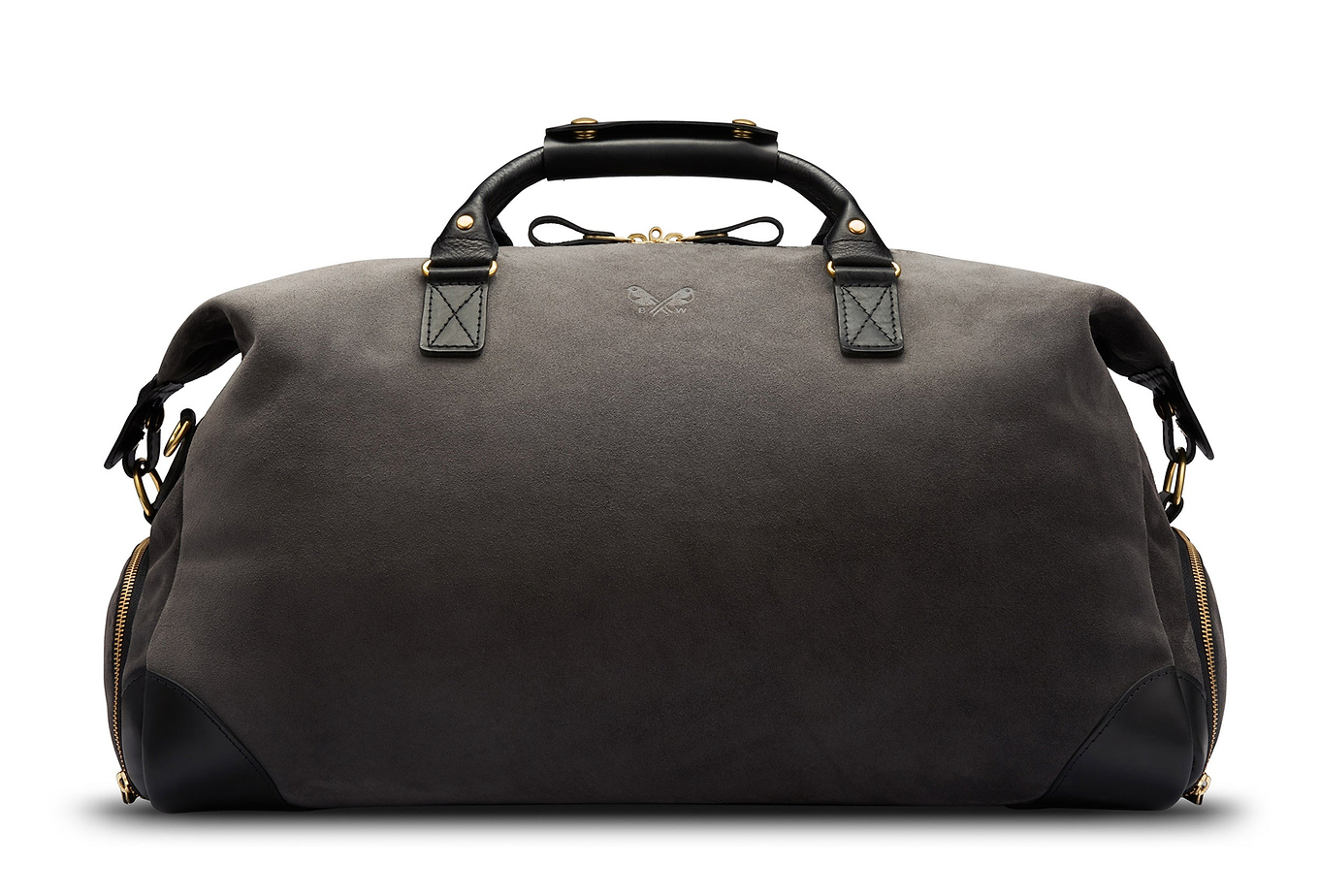 weekender bag in grey suede