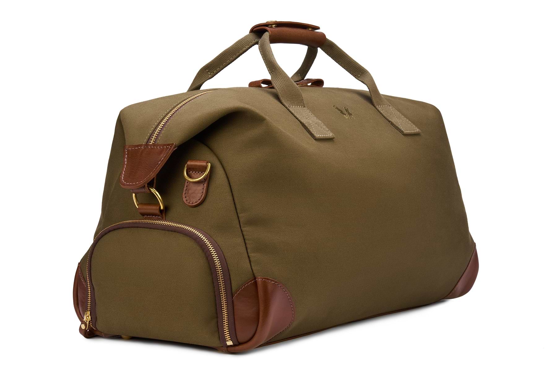 weekender bag side view in green