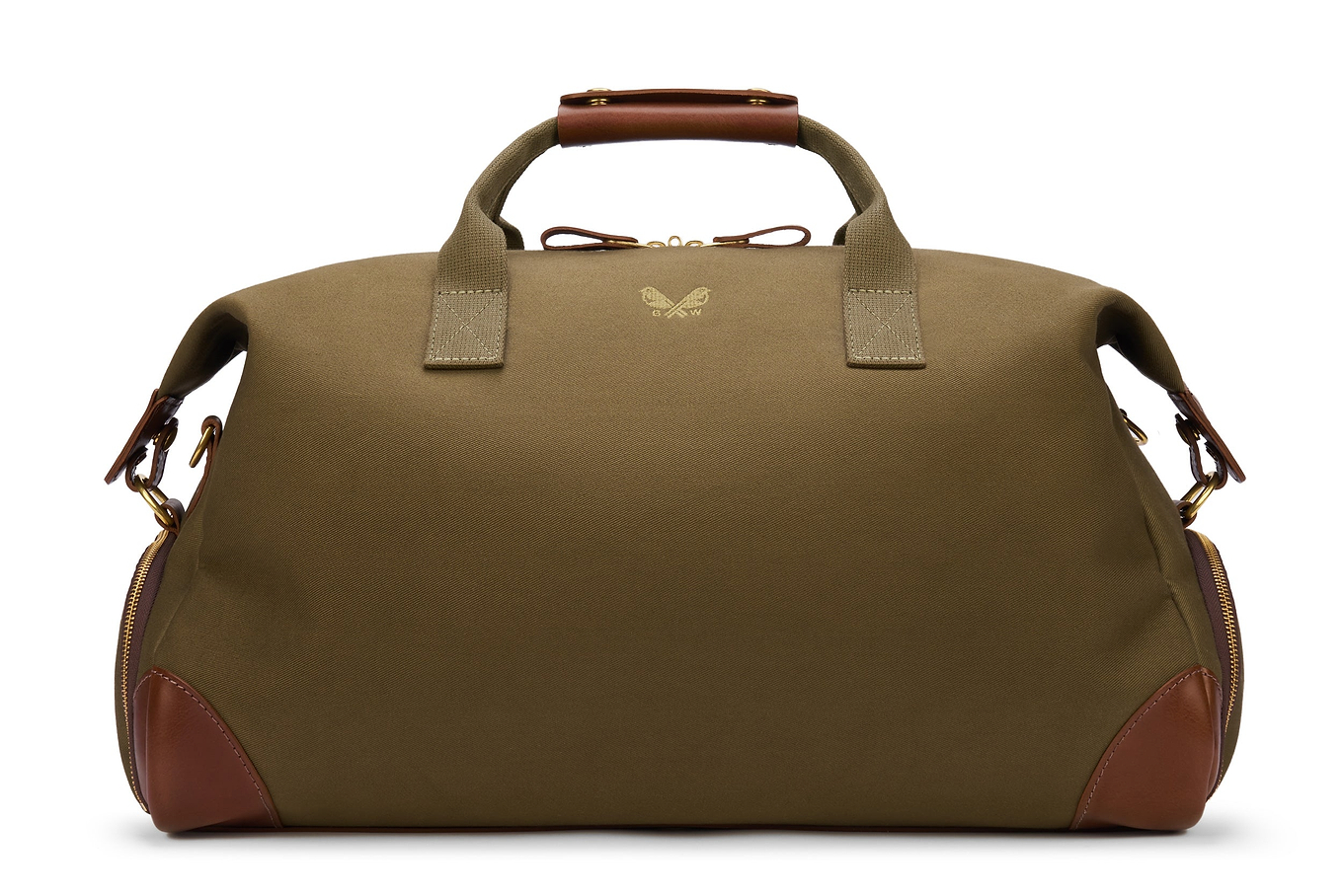 weekender bag in green canvas