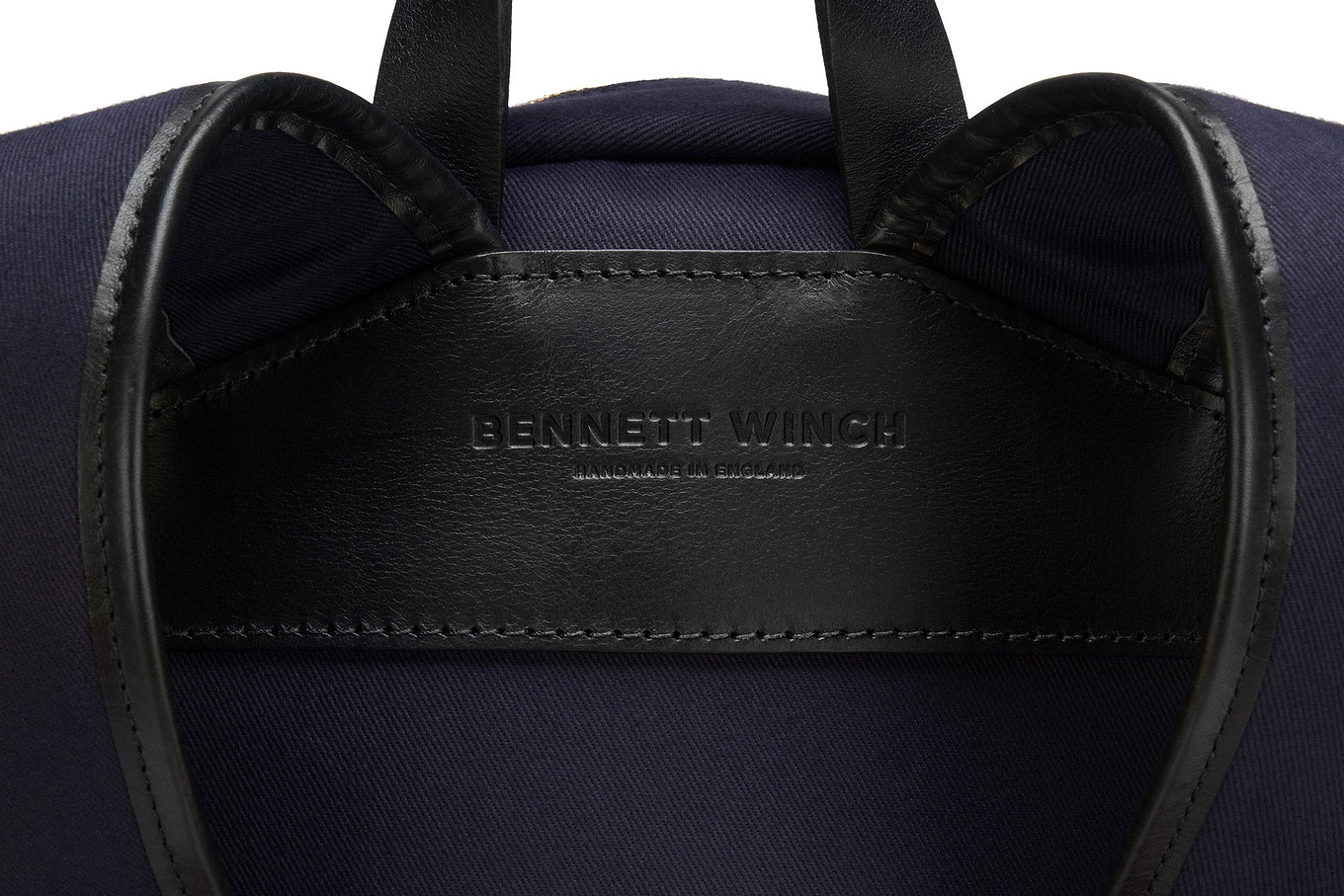 Bennett Winch branding on the leather on the backside of the backpack 
