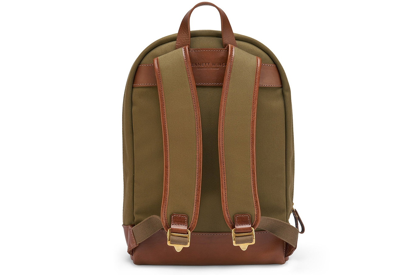 back view of a green men's luxury backpack