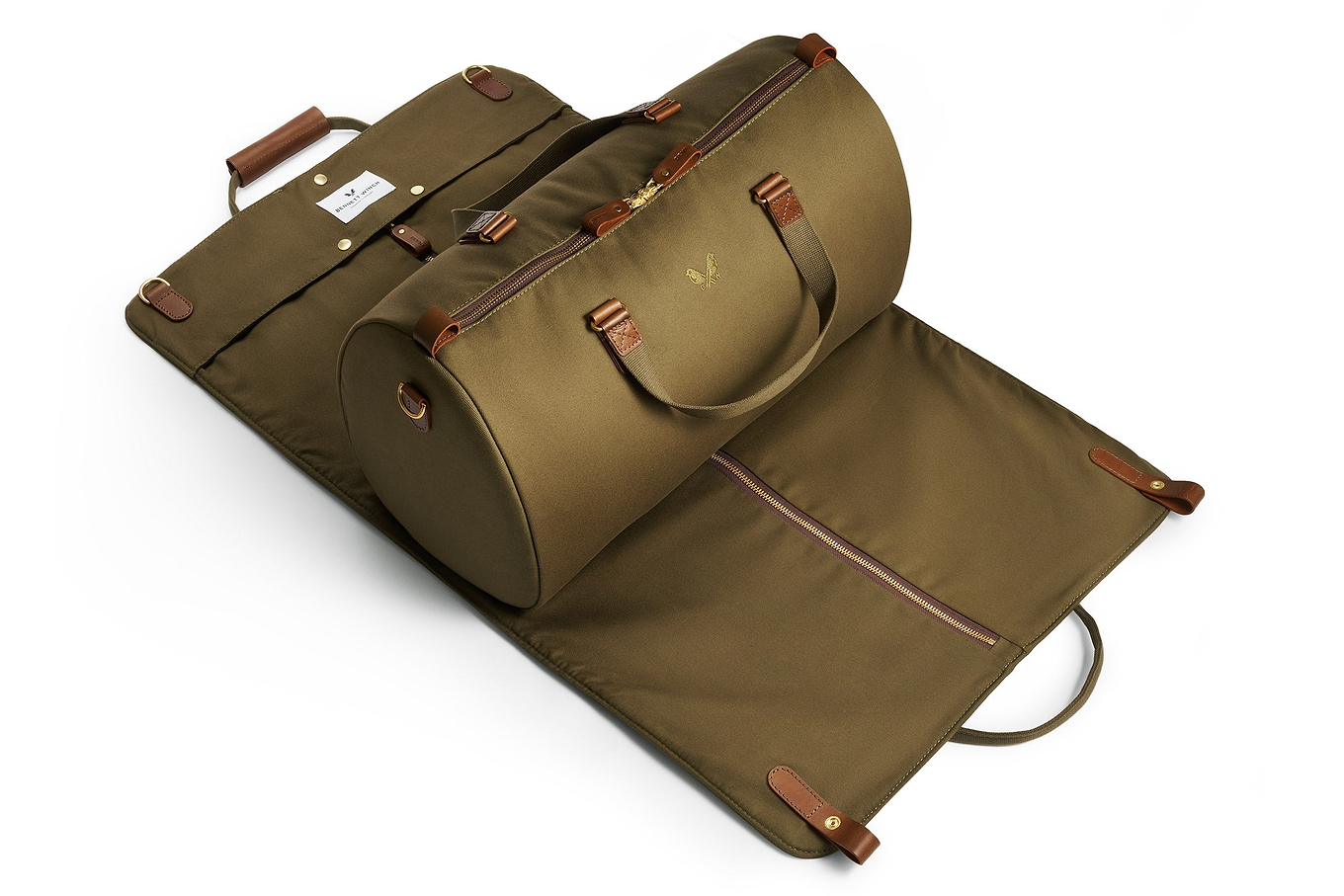suit carrier holdall open view in green