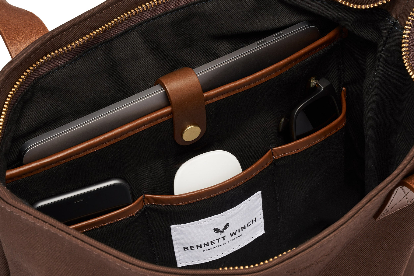 organizer space for laptop and essentials in tote bag 