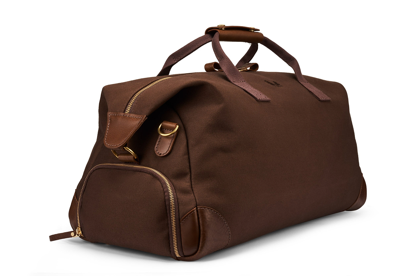 weekender bag side view in brown