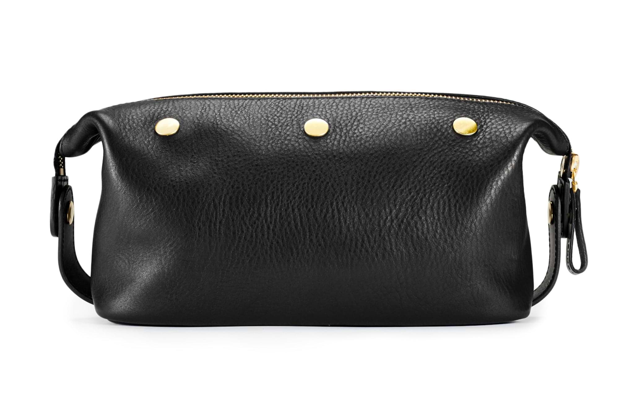 Leather Wash Bag / Dopp Kit - Black