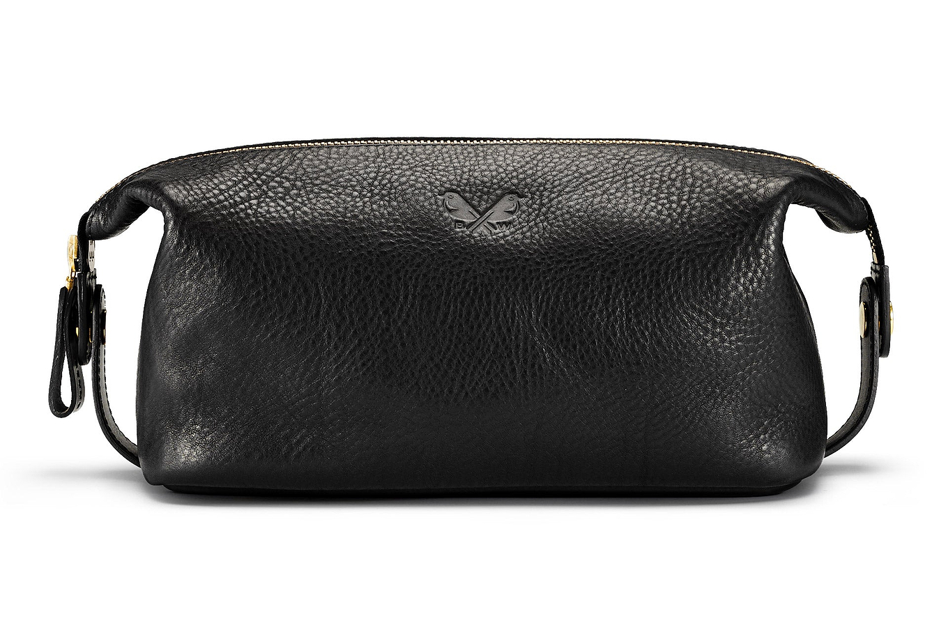 Black leather wash bag