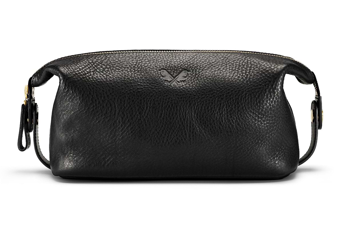 Black Leather Dopp Kit | Men