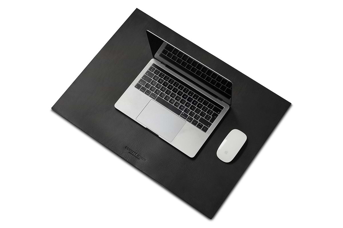 Black Genuine Leather Desk Mat | Black Desk Mat Leather – Bennett Winch