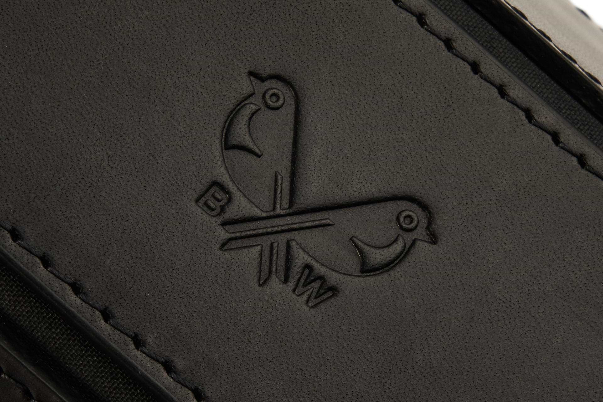 Bennett Winch logo on black leather single watch roll