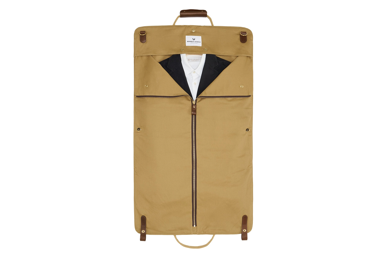 close up of suit carrier from Bennett Winch