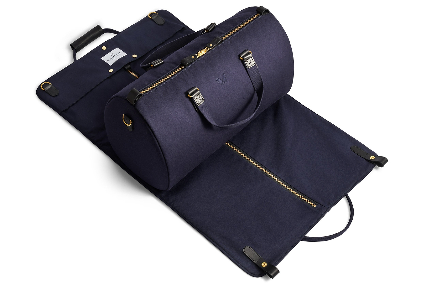 suit carrier holdall open view in navy