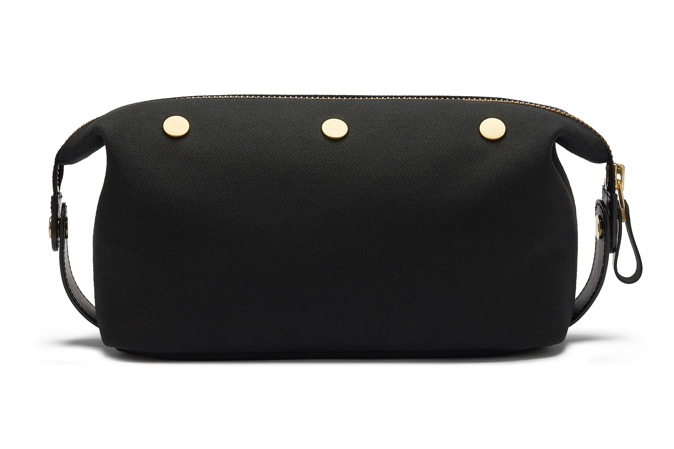 backside of luxury black dopp kit