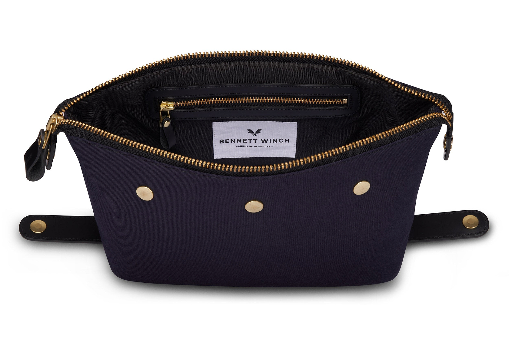 quality navy toiletry bag with zipper inside 