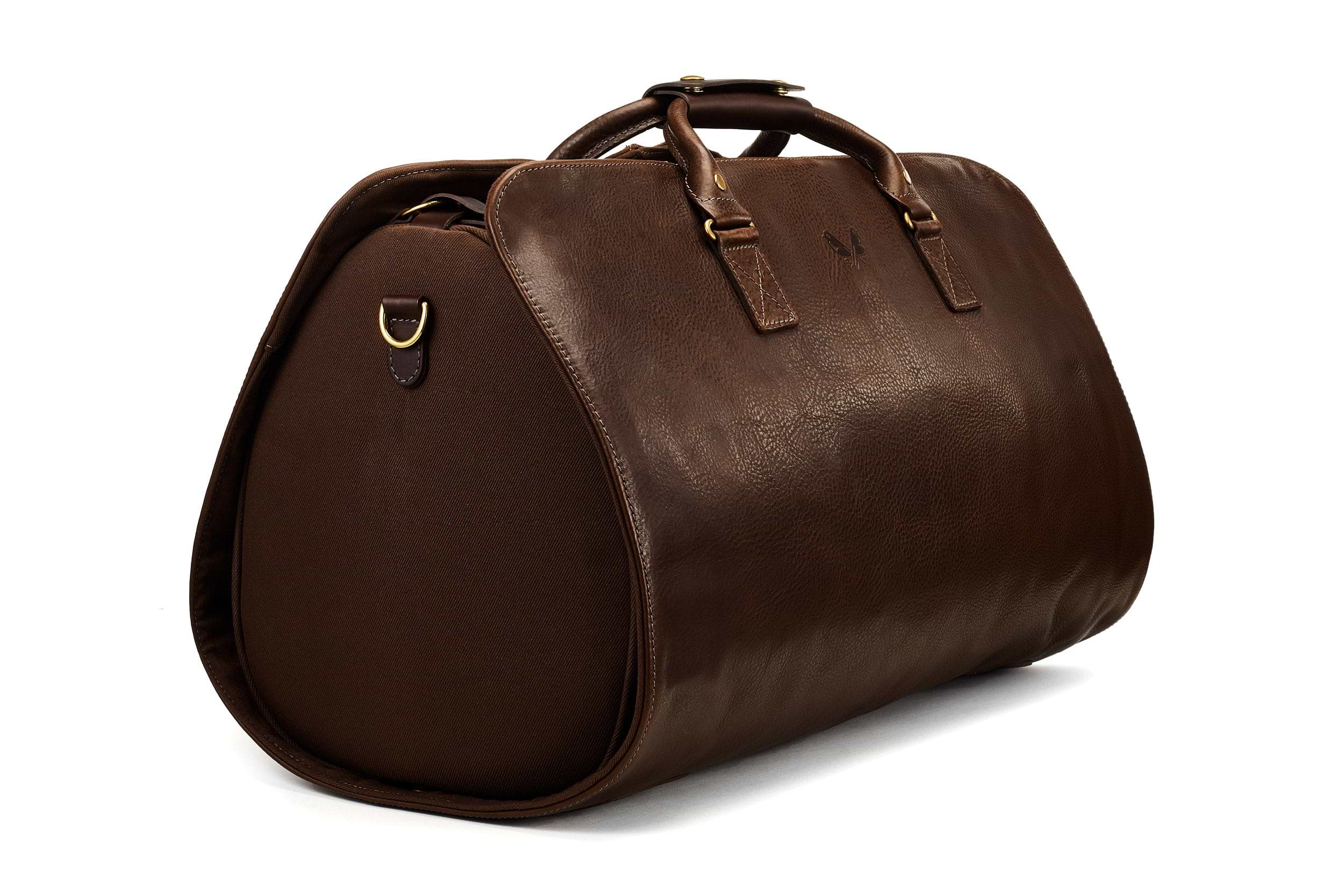 Leather Suit Carrier Holdall | Brown Garment Duffel Bag – Bennett