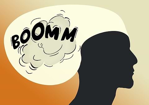 man with exploding head