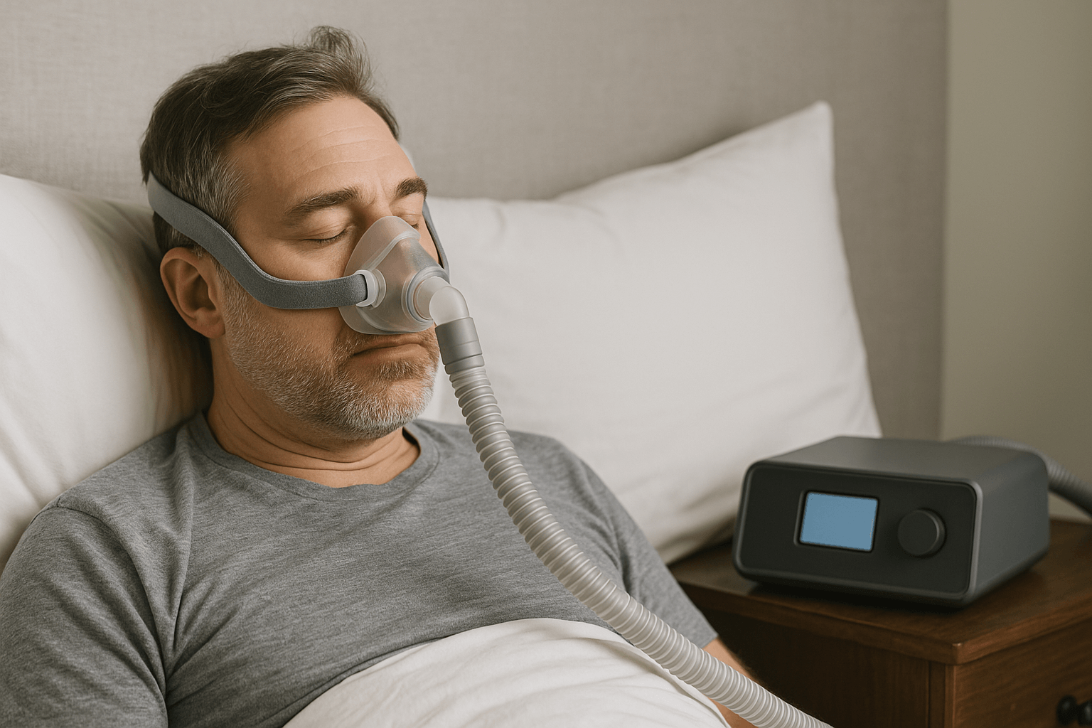 man using cpap machine