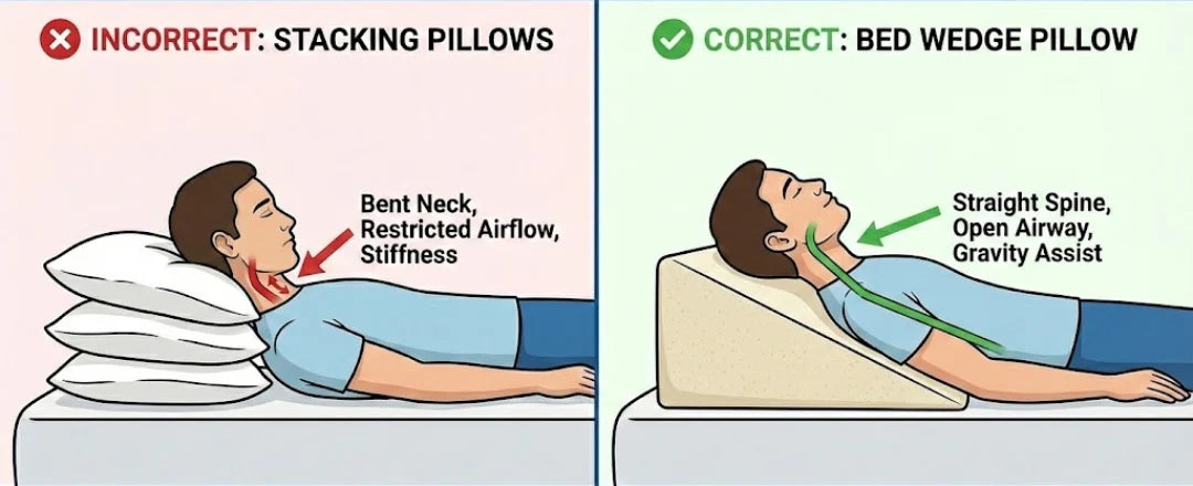 Bed Wedge Elevation VS Stacking Pillow