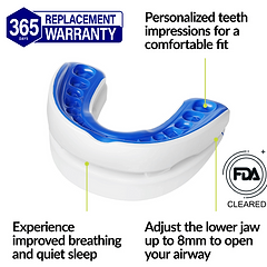 VitalSleep mouthpiece positioned in jaw for airway opening