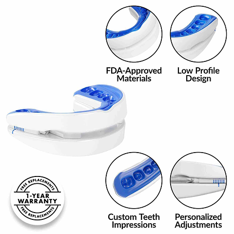 Snoring mouthpiece with USA-made label nearby
