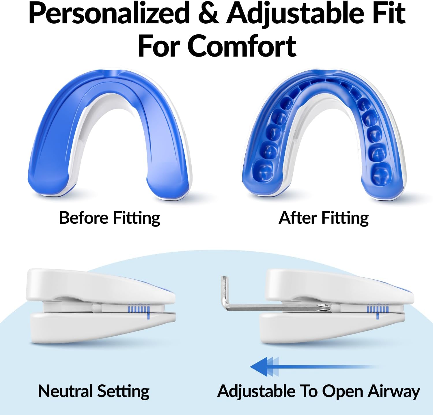 snoring mouthguard before after with impressions and adjustment