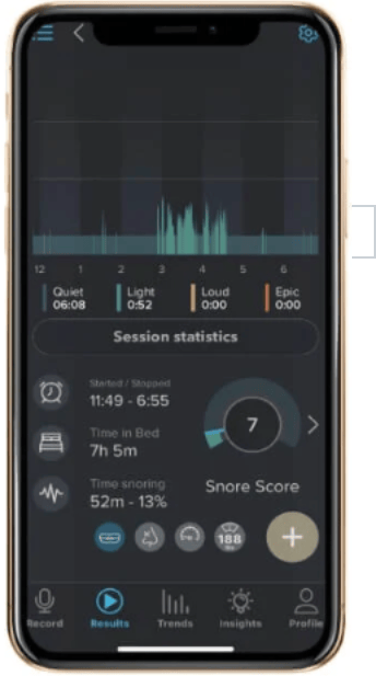 snorelab app with vitalsleep being used