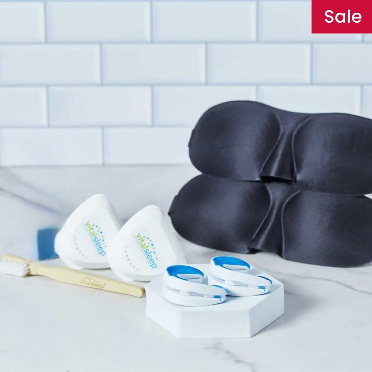 2 VitalSleep Mouthpiece - 2 Sleep Masks, 2 Cleaning Brushes