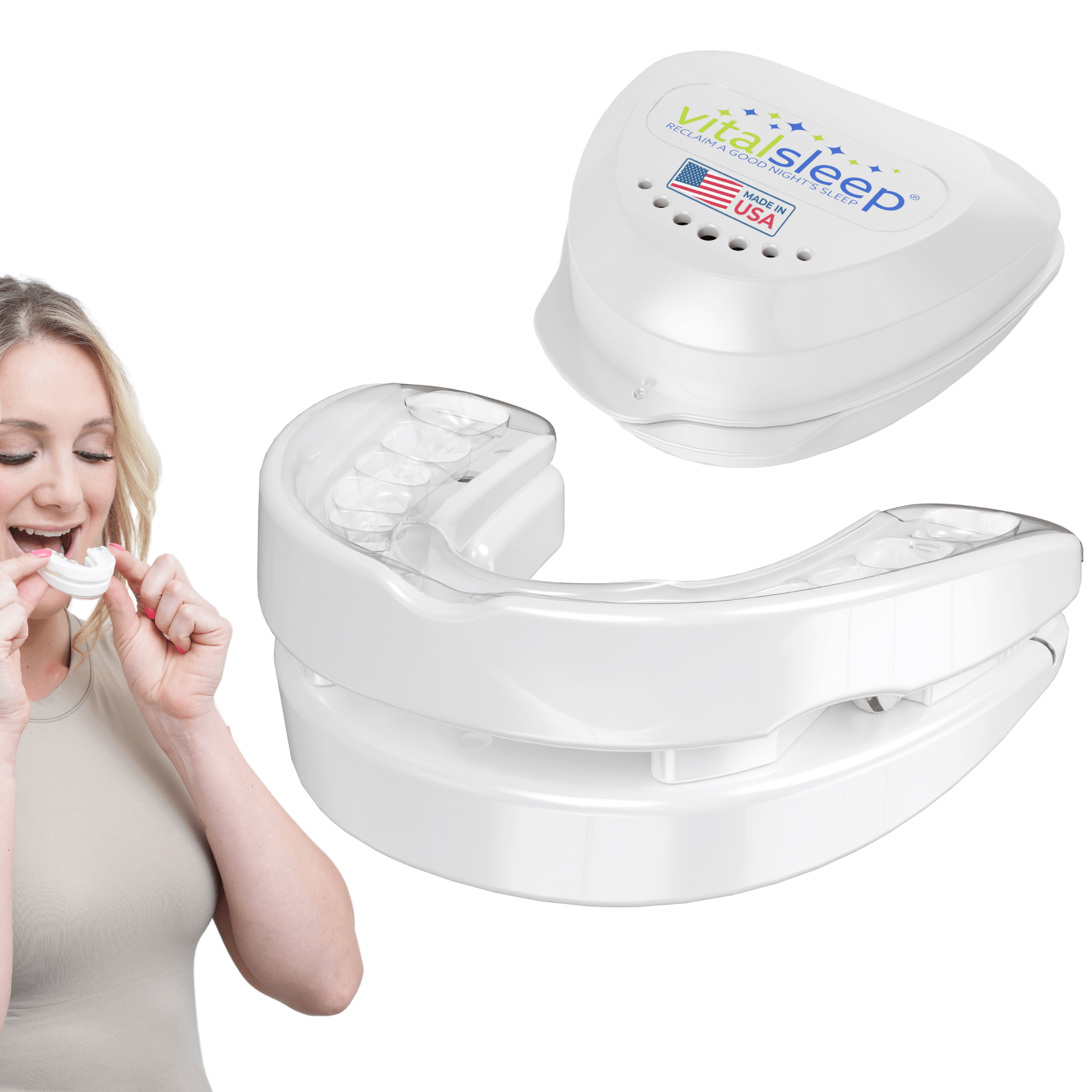womans snoring mouth guard