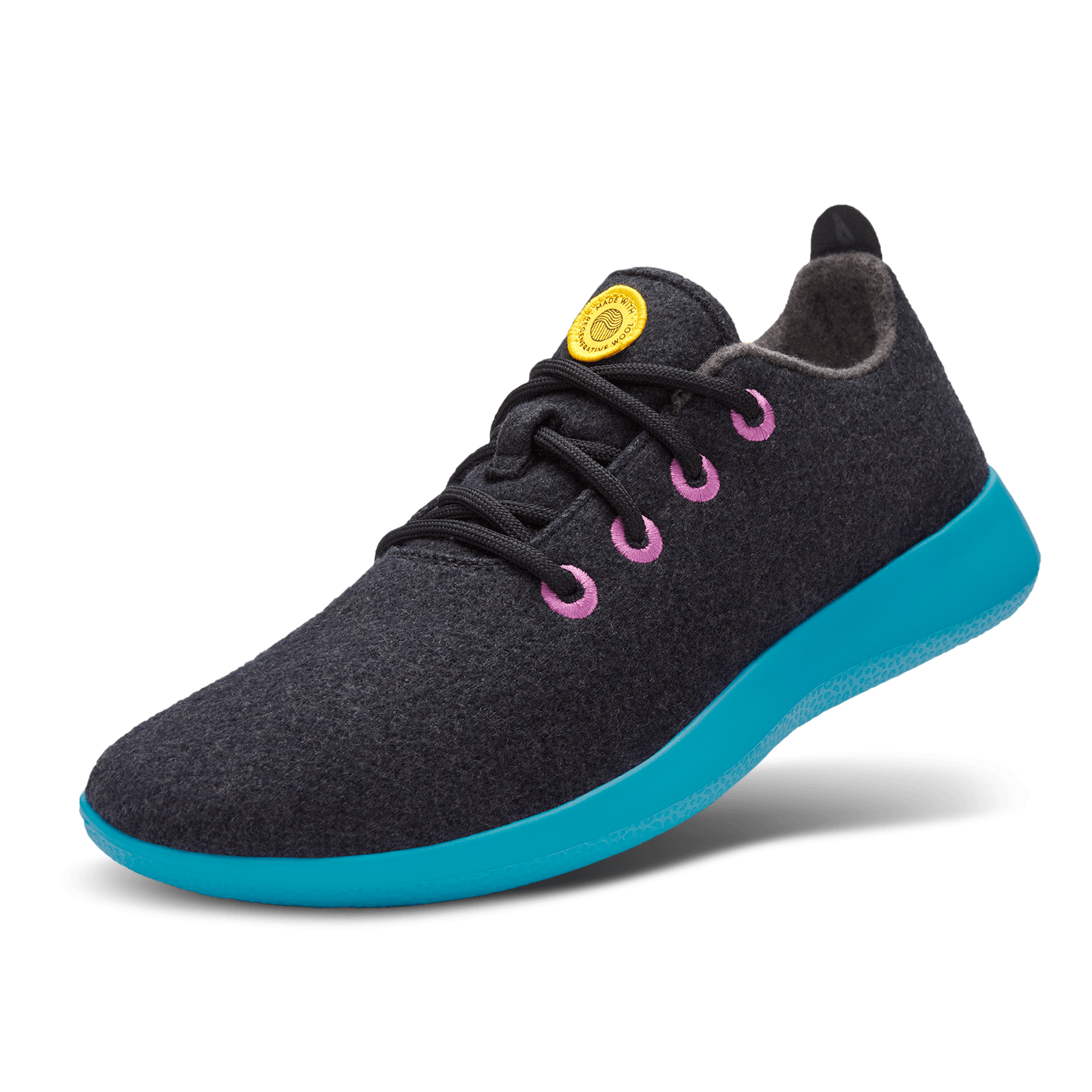 Men's Wool Runners - Natural Black (Thrive Teal Sole)
