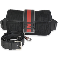 Black Neoprene & Leather Baguette Messenger Bag