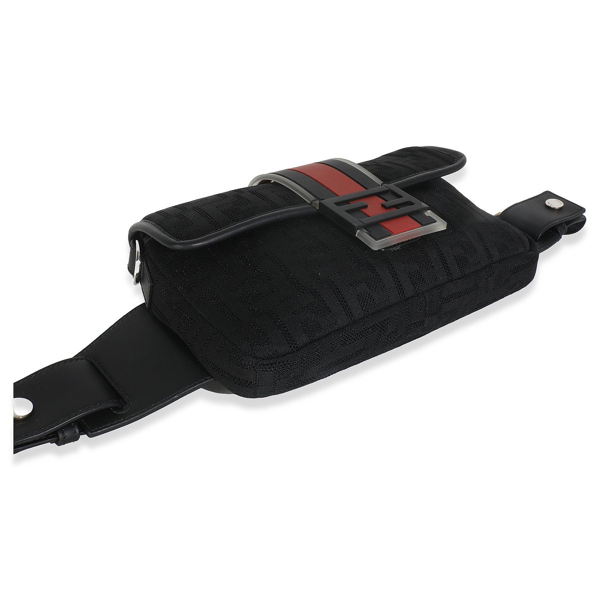 Black Neoprene & Leather Baguette Messenger Bag