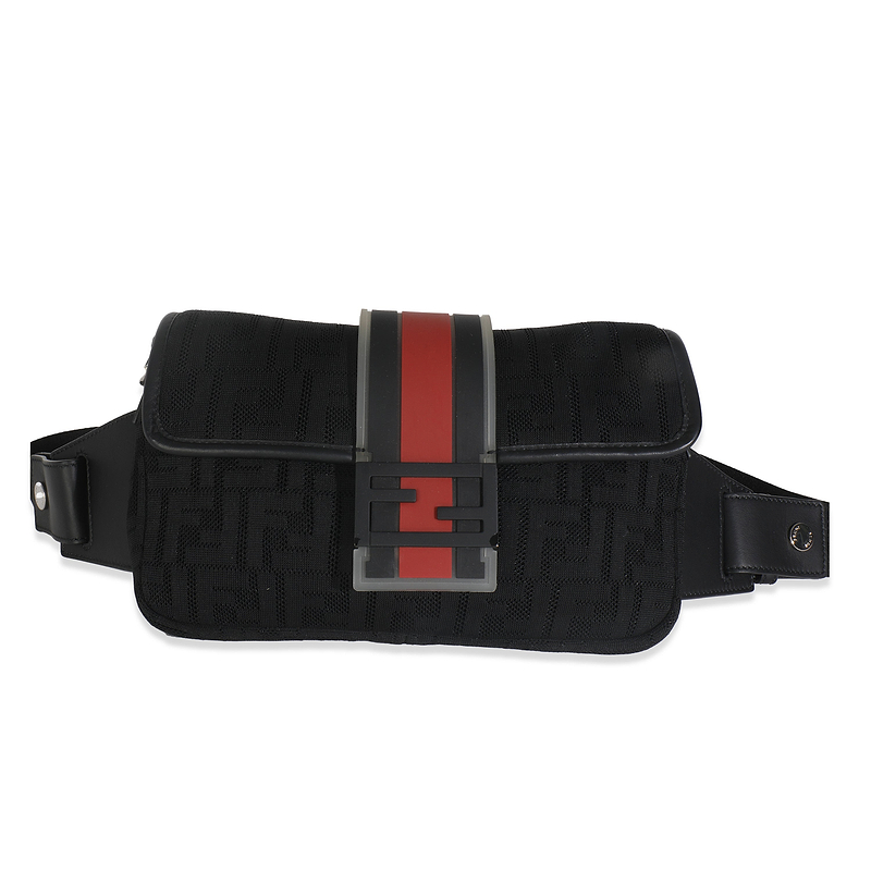 Black Neoprene & Leather Baguette Messenger Bag