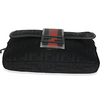 Black Neoprene & Leather Baguette Messenger Bag
