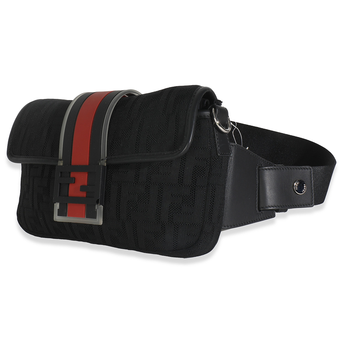 Black Neoprene & Leather Baguette Messenger Bag