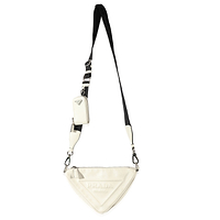 White Leather Triangle Crossbody Bag