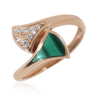Divas Dream Malachite Diamond Ring in 18k Yellow Gold 0.08 CTW