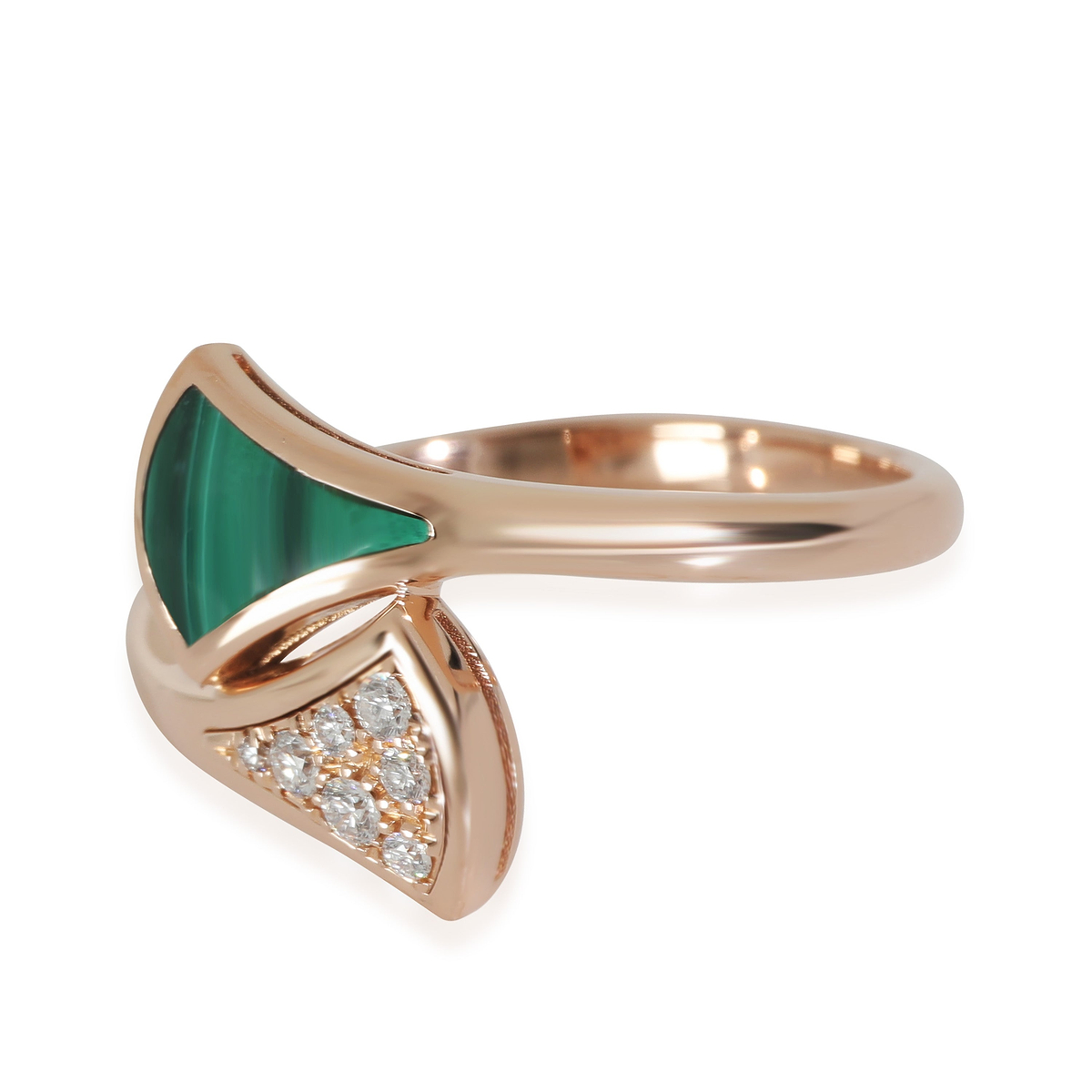 Divas Dream Malachite Diamond Ring in 18k Yellow Gold 0.08 CTW
