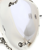 White Lambskin CC Logo Envelope Clutch With Chain