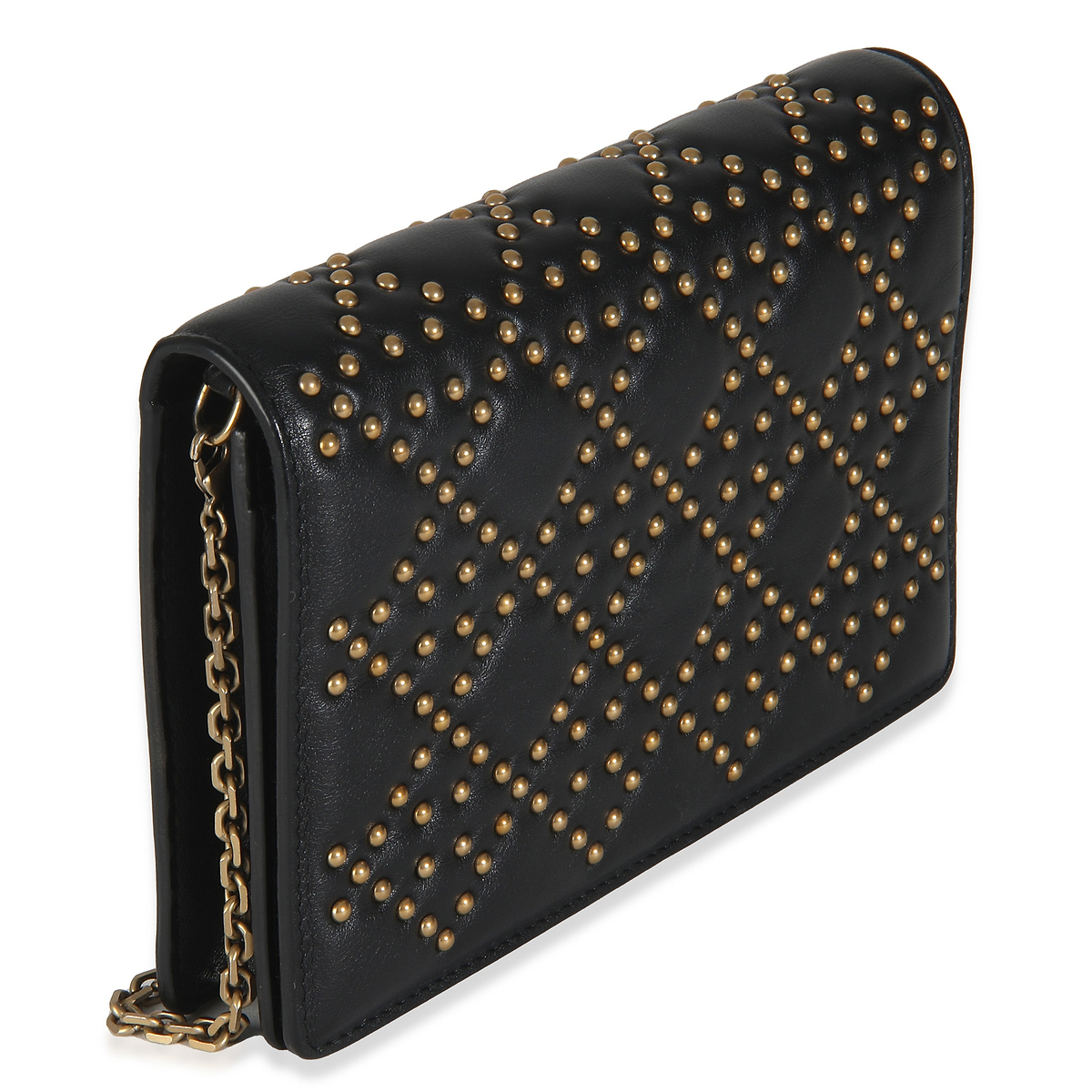 Black Studded Lady Dior Wallet On Chain