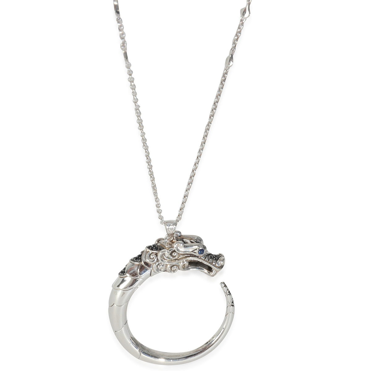 Sterling Silver Sapphire and Spinel Naga Dragon Pendant