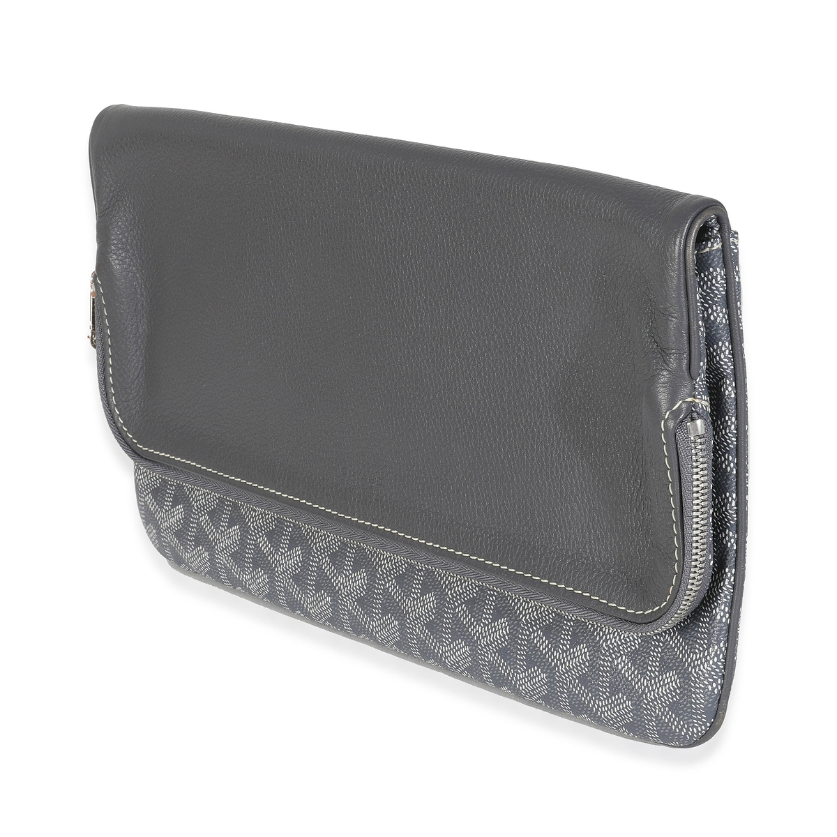 Grey Goyardine Canvas Sainte Marie Soft Clutch