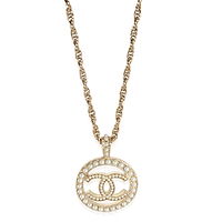 Gold-Plated  2022 Faux Pearl CC Pendant