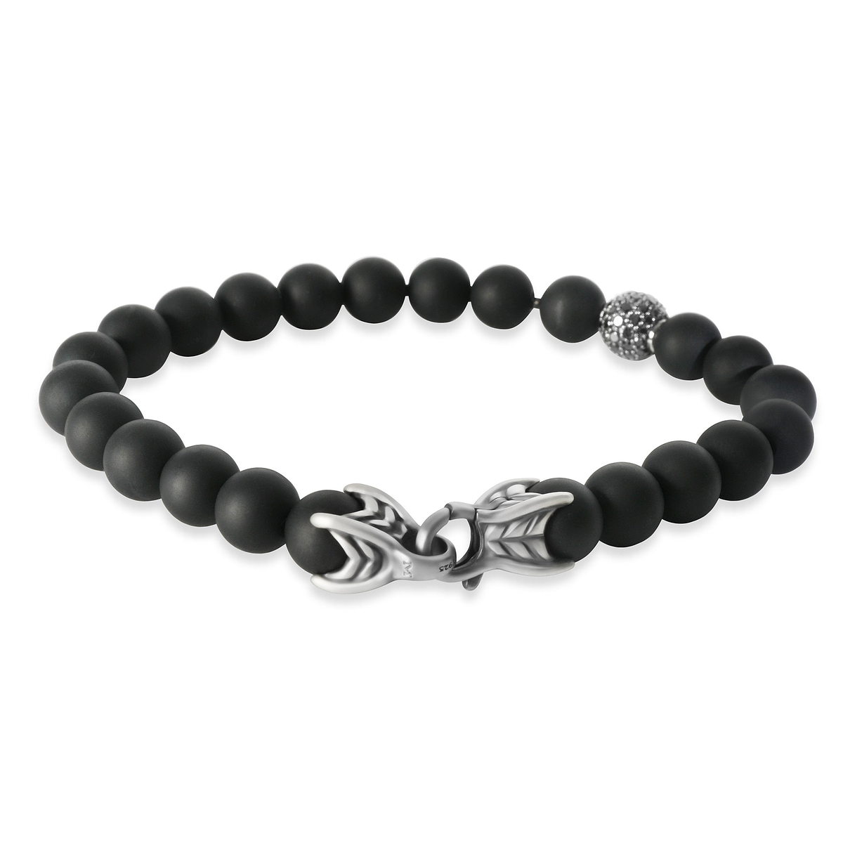 Sterling Silver Diamond Spiritual Bead Bracelet