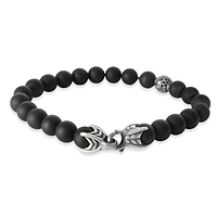 Sterling Silver Diamond Spiritual Bead Bracelet